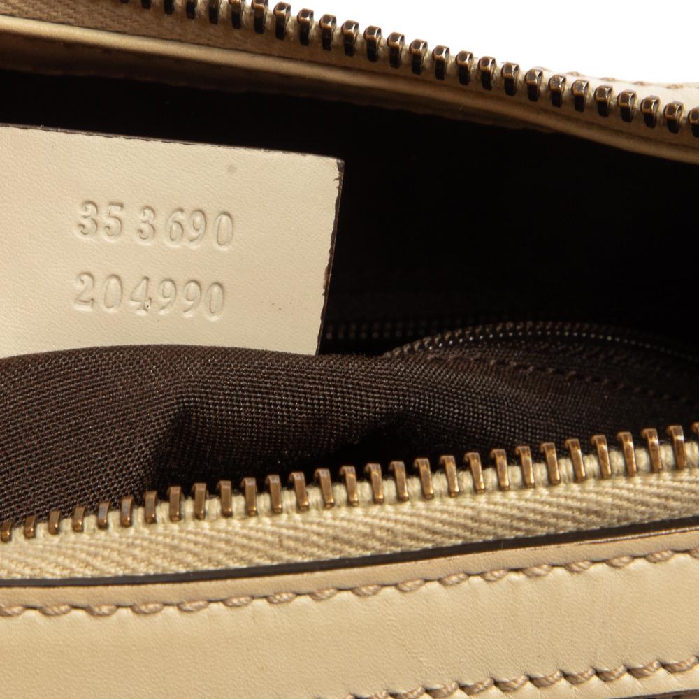 Weiß/Beige GG Segeltuch und Leder Scarlett Hobo von Gucci 4