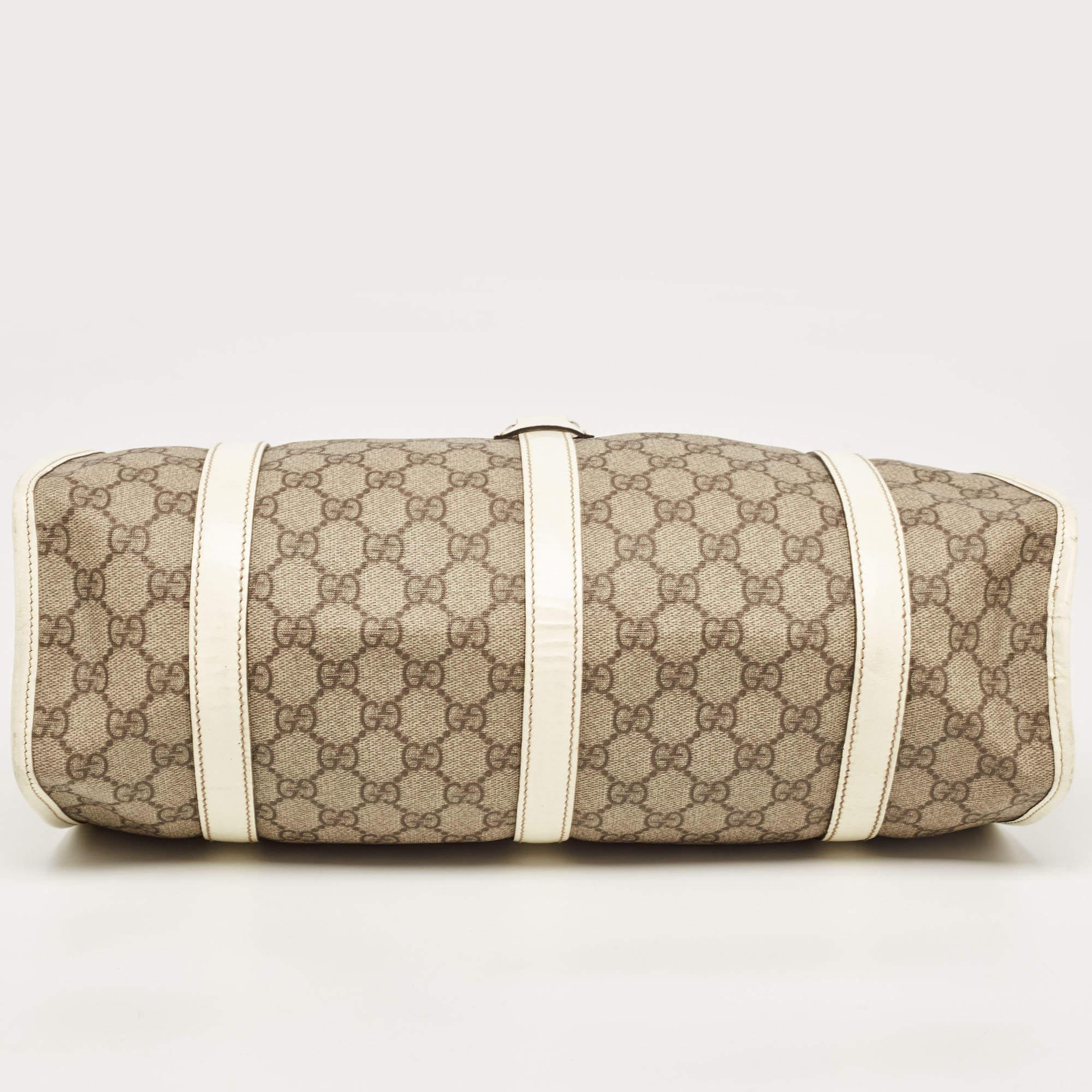 Gucci White/Beige GG Supreme Canvas and Patent Leather Joy Shoulder Bag 6