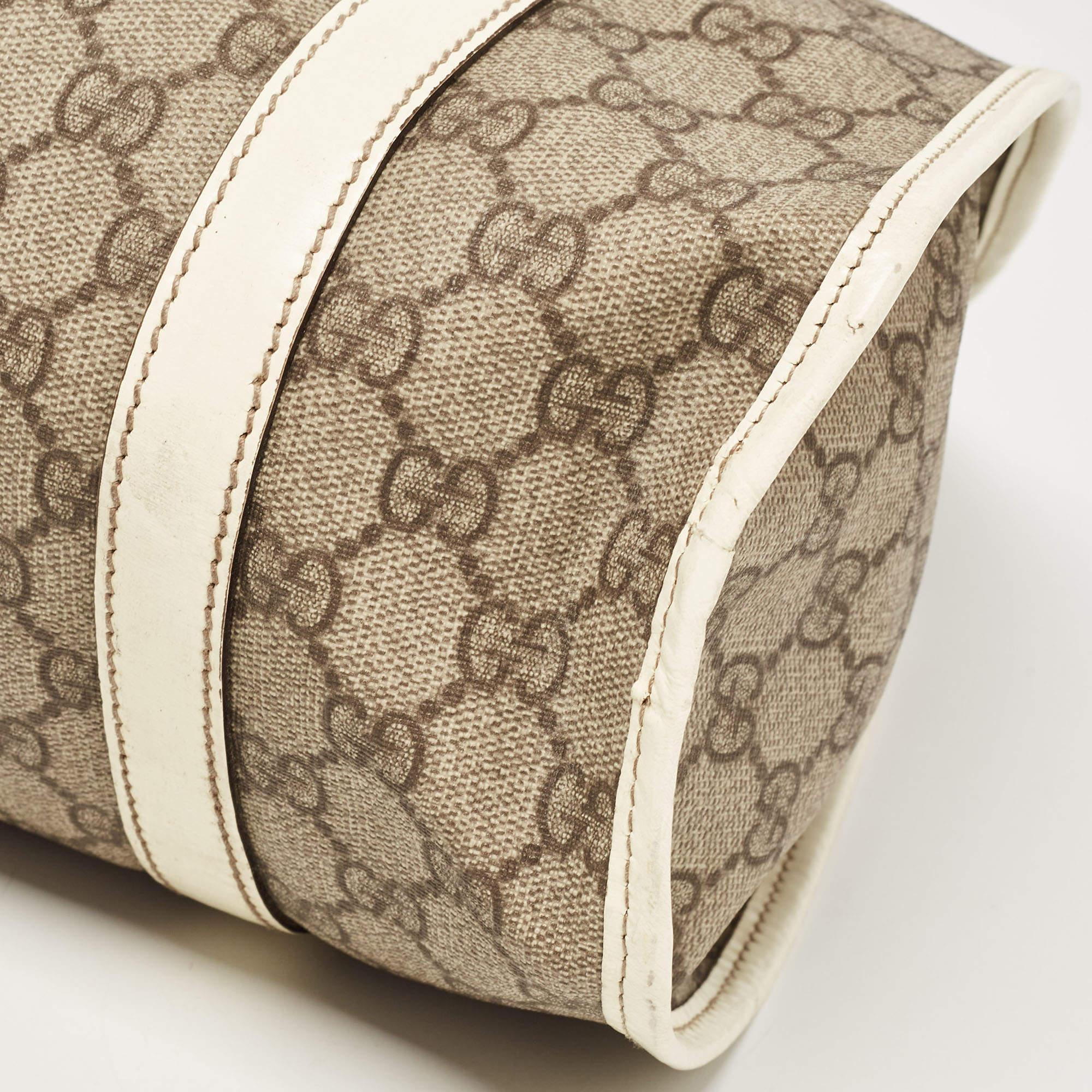 Gucci White/Beige GG Supreme Canvas and Patent Leather Joy Shoulder Bag 1