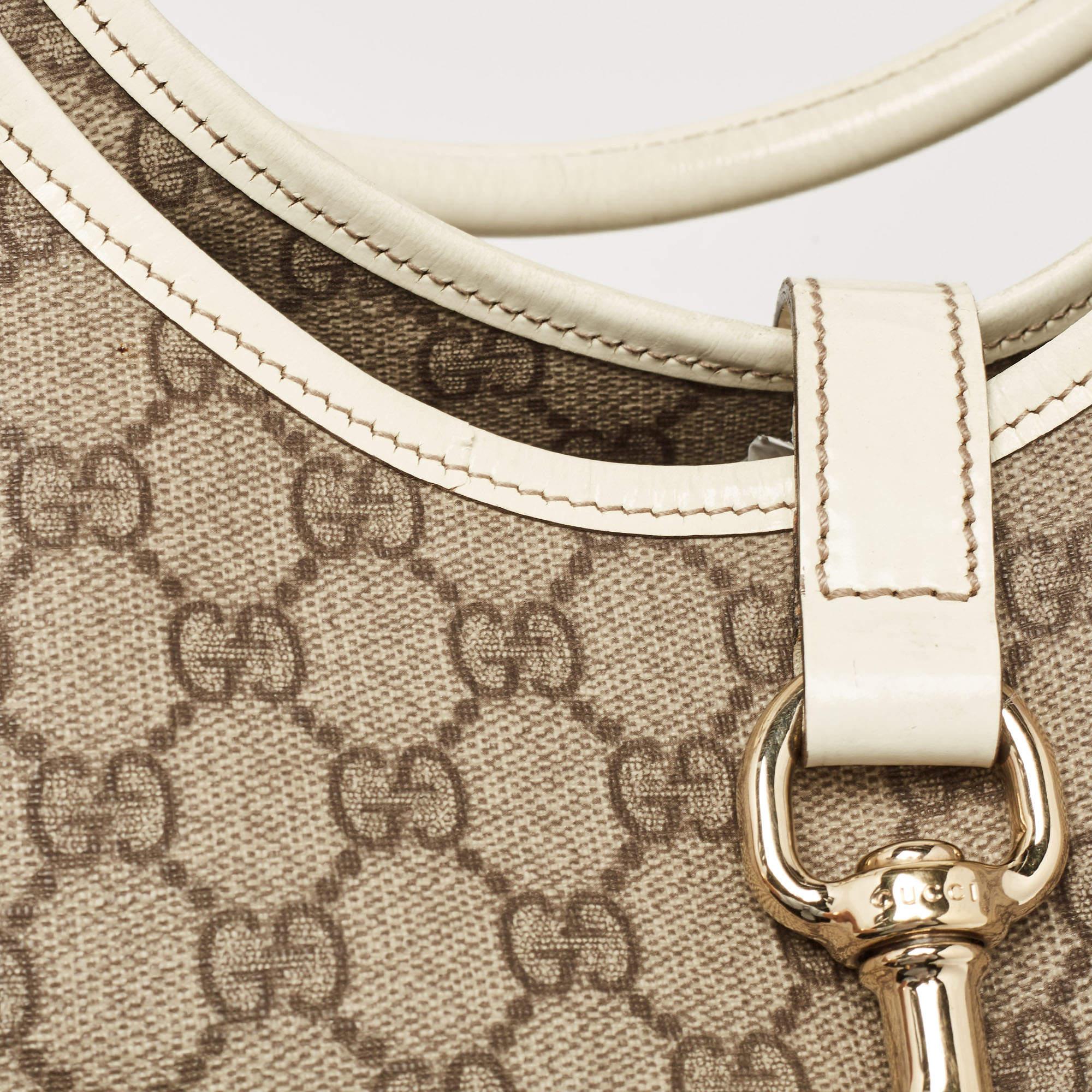 Gucci White/Beige GG Supreme Canvas and Patent Leather Joy Shoulder Bag 4