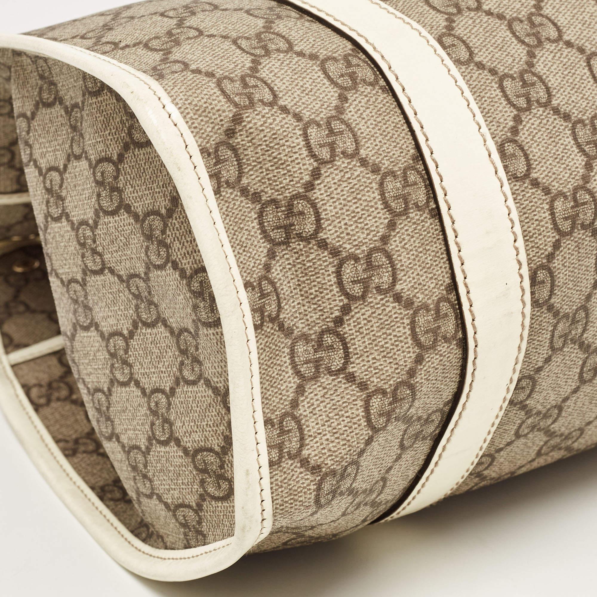 Gucci White/Beige GG Supreme Canvas and Patent Leather Joy Shoulder Bag 5