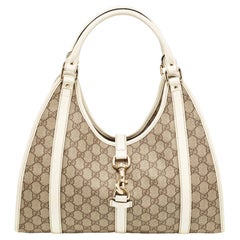 Gucci White/Beige GG Supreme Canvas and Patent Leather Joy Shoulder Bag