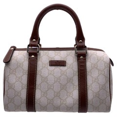 Gucci White Beige Monogram Canvas Small Boston Bag Handbags