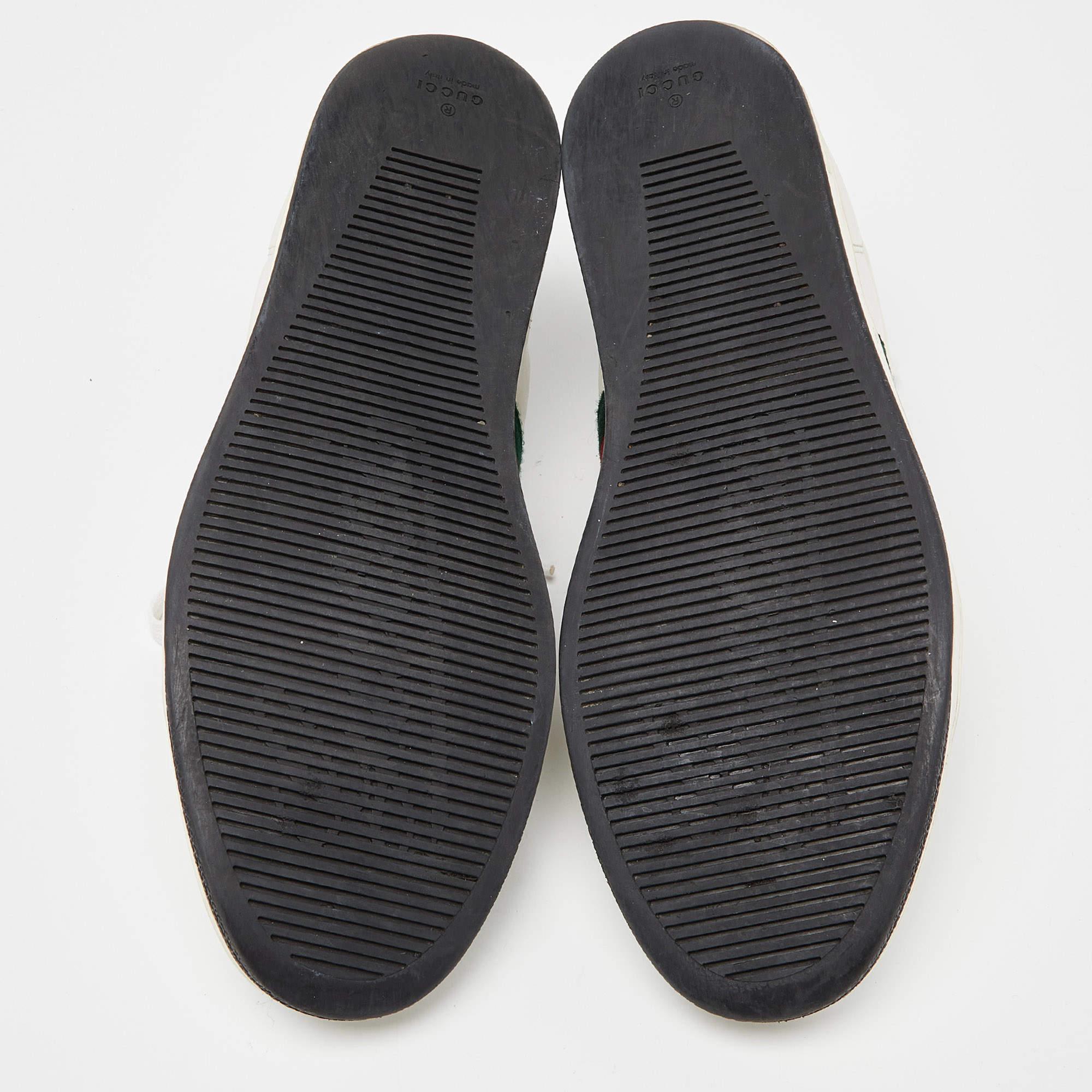 Gucci White/Black Leather Ace Web Detail Low Top Sneakers Size 43 en vente 2