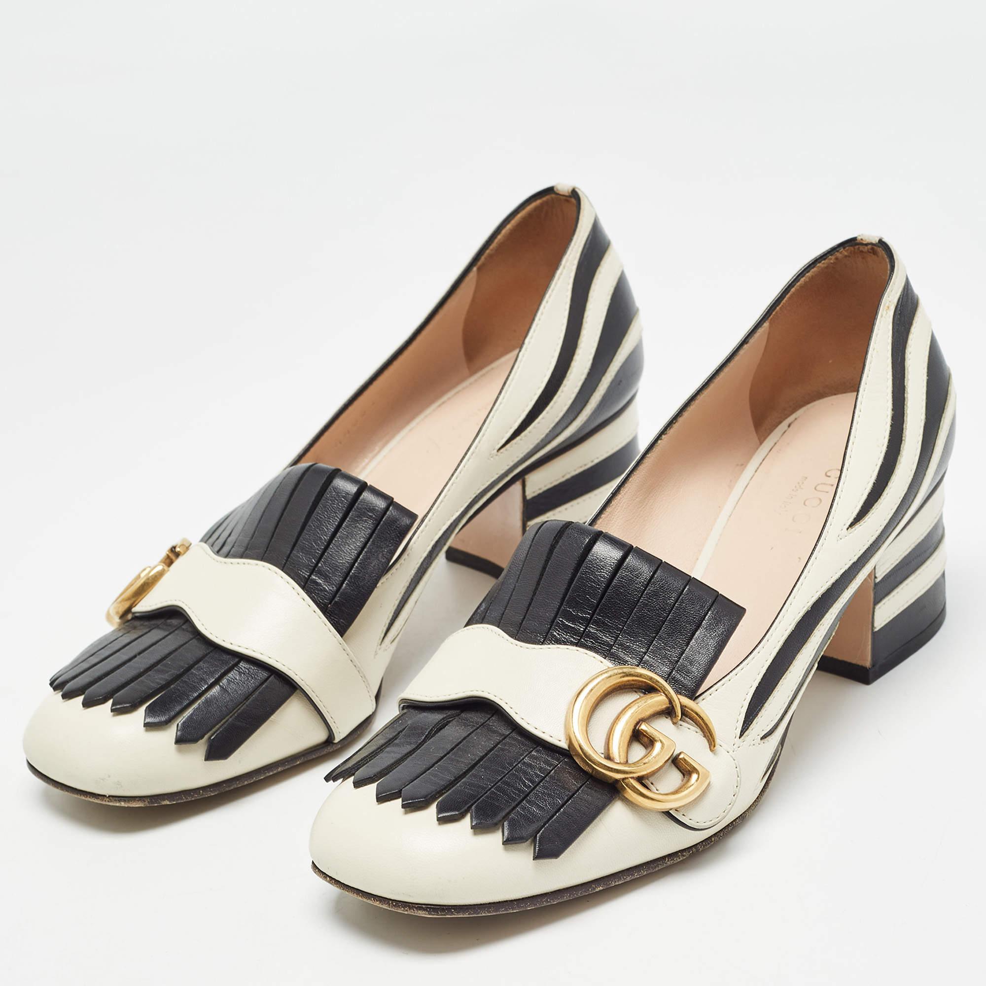 Make a chic style statement with these designer pumps. They showcase sturdy heels and durable soles perfect for your fashionable outings