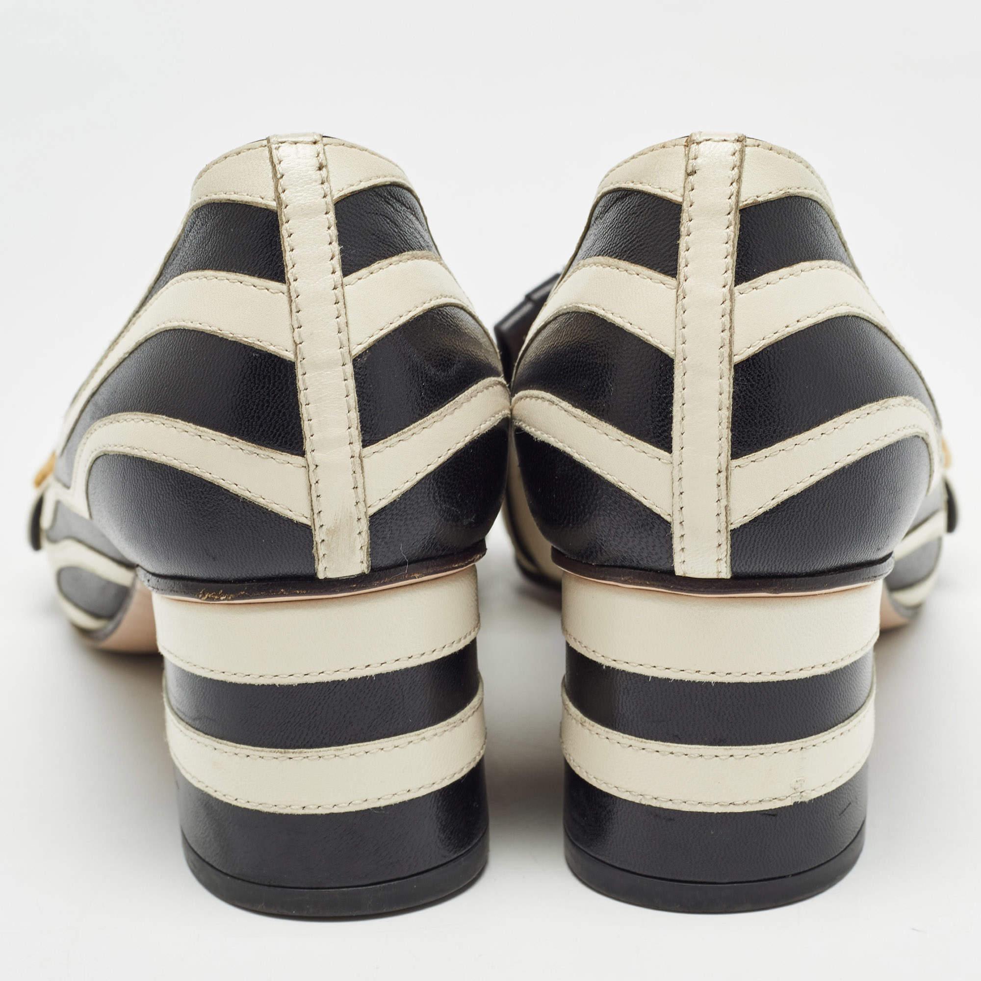 Gucci White/Black Leather GG Marmont Fringed Pumps Size 36.5 1