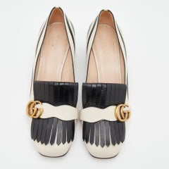 Gucci White/Black Leather GG Marmont Pumps Size 40