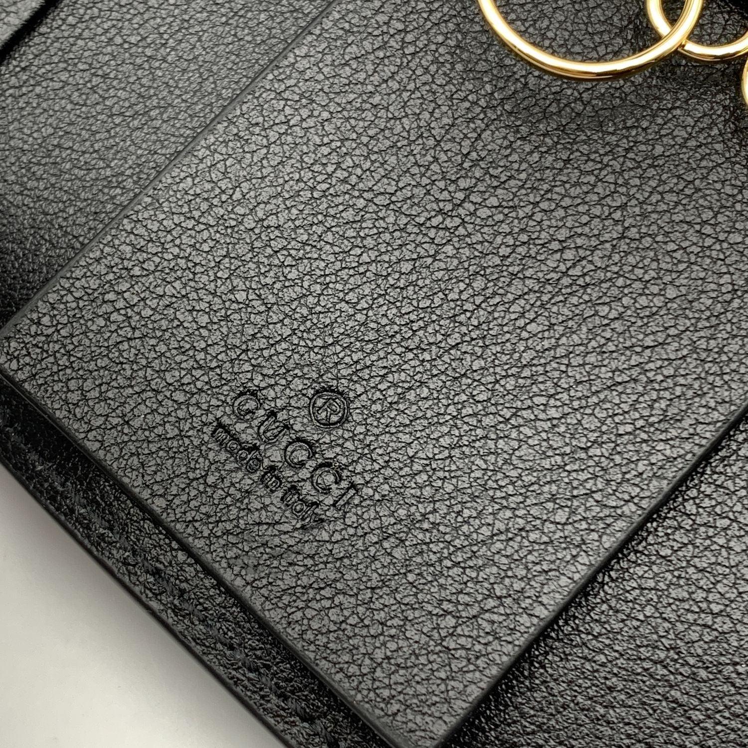 Gucci White Black Monogram Leather Wonka 6 Key Case Holder Pouch en vente 1