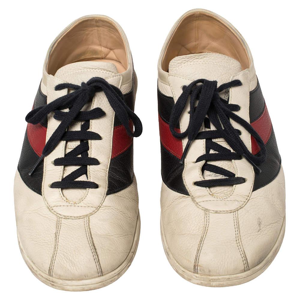 Beige Gucci White/Blue Leather Falacer Sneakers Size 44