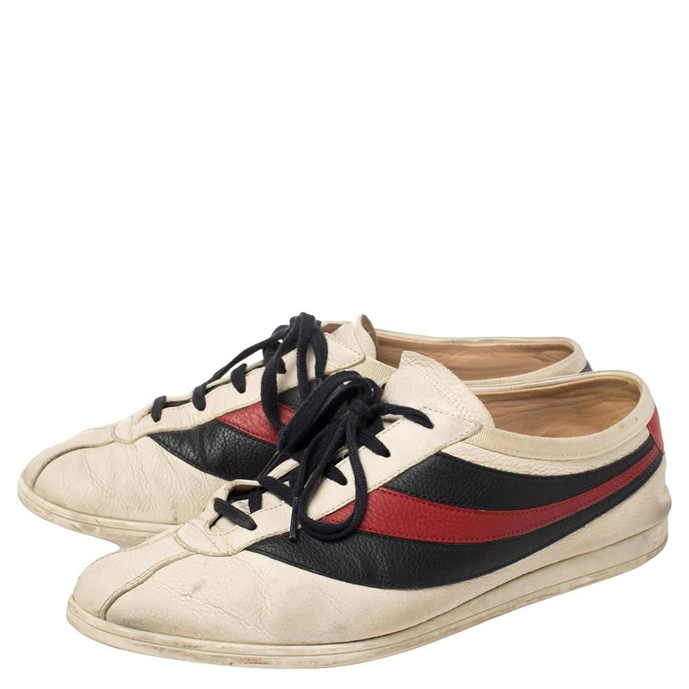 Gucci White/Blue Leather Falacer Sneakers Size 44 In Fair Condition In Dubai, Al Qouz 2