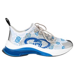 GUCCI Sneaker in Weiß und Blau, LIMITED EDITION RUN KNIT, Größe 36