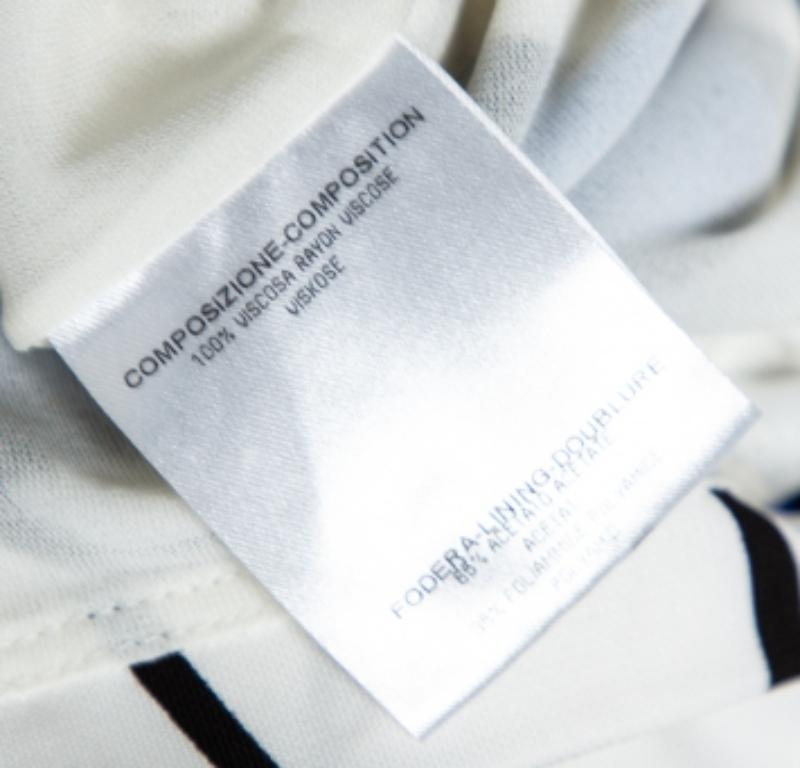 Gucci - Vestito con drappeggio in jersey stampato bianco e blu con dettaglio a cravatta XS in vendita 1