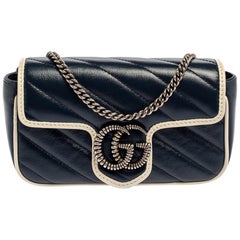 Gucci White/Blue Quilt Leather Mini GG Torchon Shoulder Bag