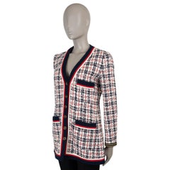 GUCCI white blue red cotton 2018 TWEED Jacket 42 M