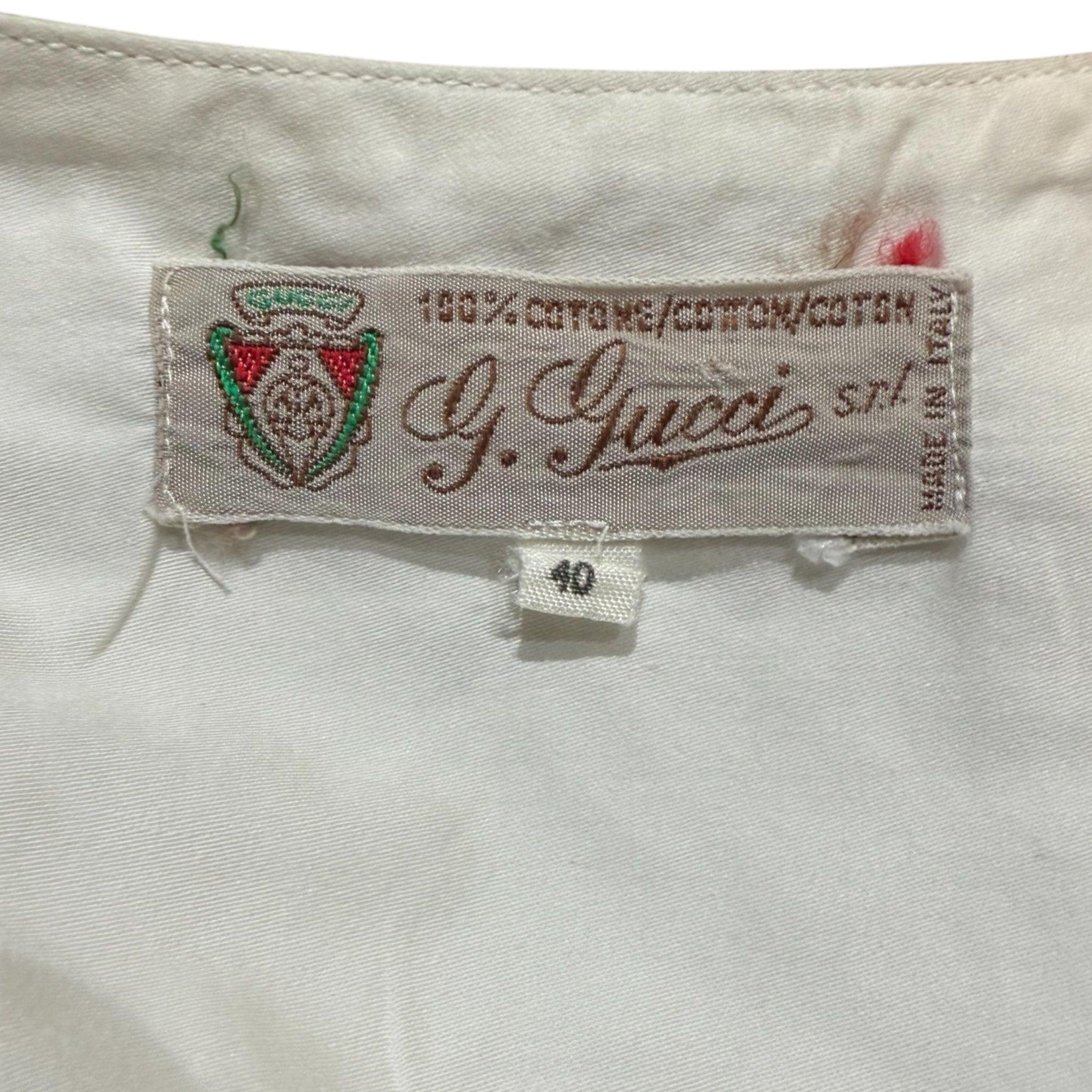 Gucci Weiße Baumwollbluse mit Schmetterlingsdruck, 1970er Jahre im Zustand „Hervorragend“ im Angebot in Los Angeles, CA