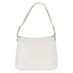Gucci White Calfskin Horsebit Slim Shoulder Bag