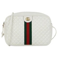 Gucci Borsa a tracolla piccola GG in pelle di vitello bianca Trapuntata