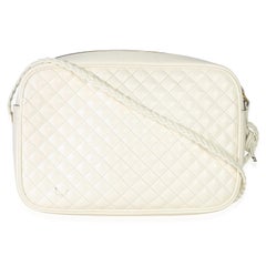 Gucci White Calfskin Web Trapuntata Medium GG Shoulder Bag