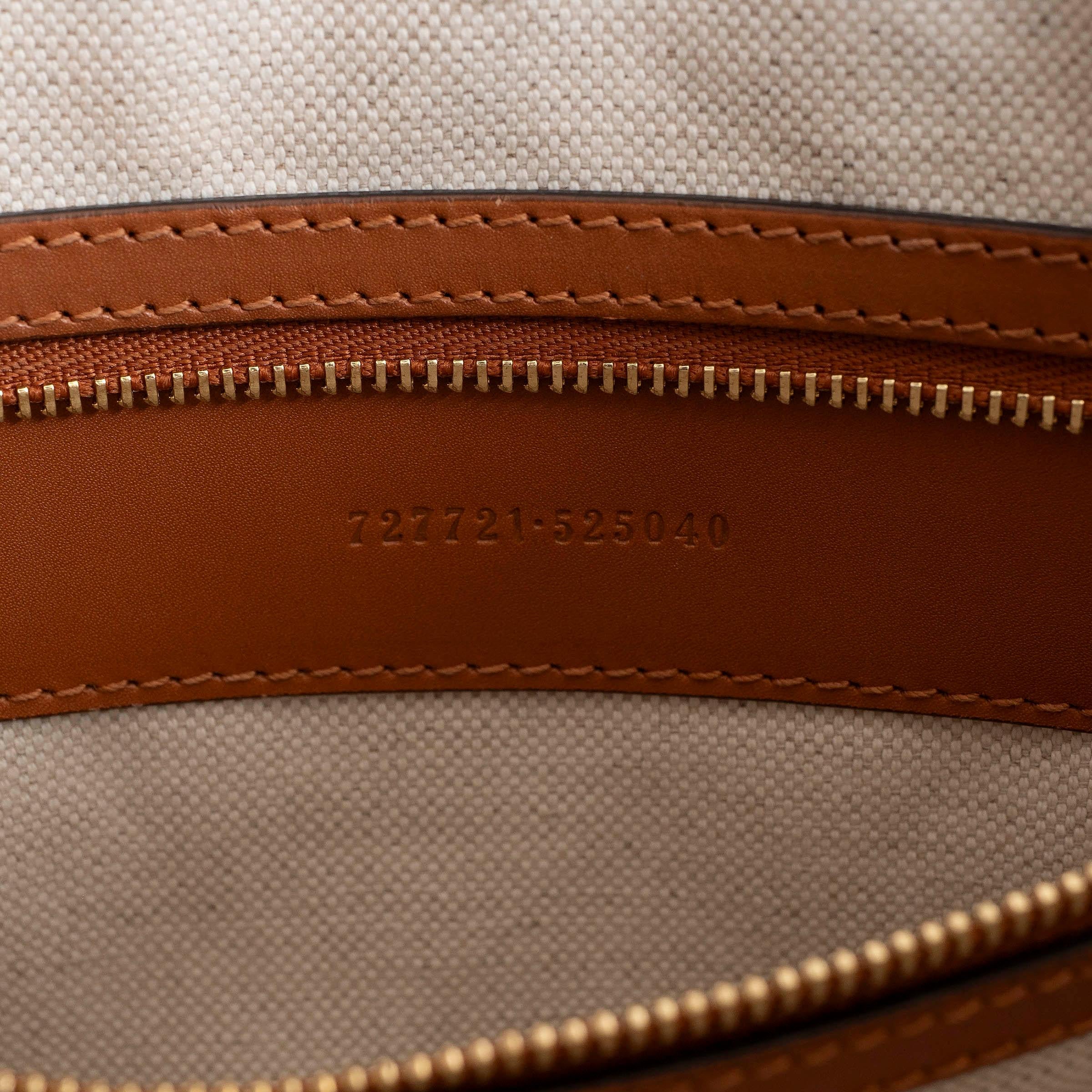 GUCCI white canvas 2023 INTERLOCKING G WEB MEDIUM Tote Bag For Sale 3