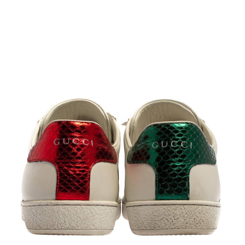 Women's Gucci White Canvas And Leather Ace Sneakers Size 39