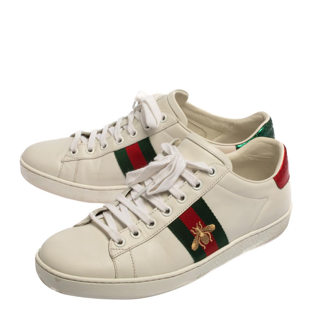 Gucci White Canvas And Leather Ace Sneakers Size 39 1