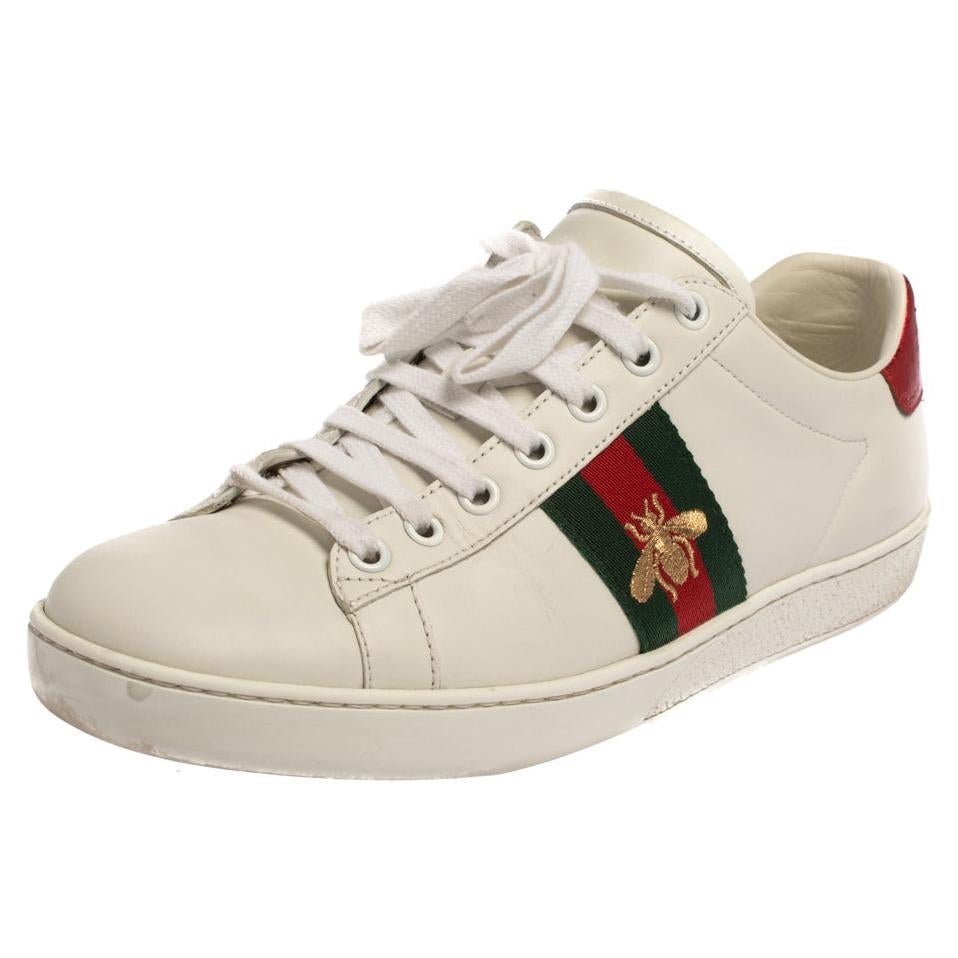Gucci White Canvas And Leather Ace Sneakers Size 39