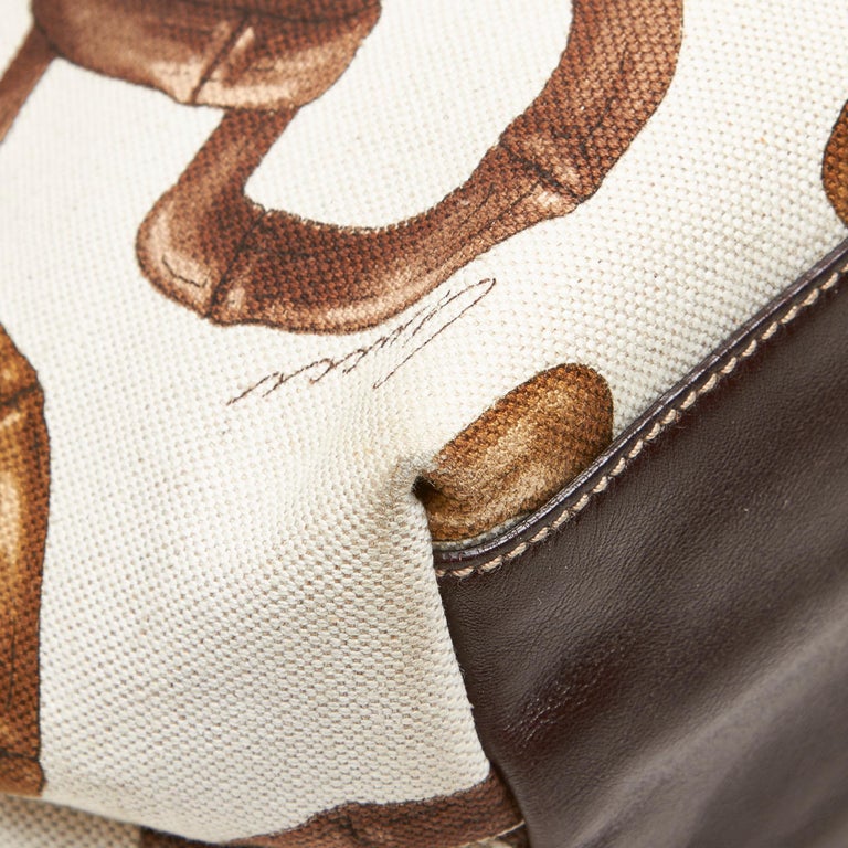 Gucci White Canvas Horsebit Print Tote Bag at 1stdibs