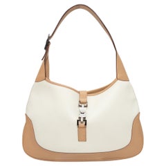 Gucci White Canvas & Leather Jackie Bag