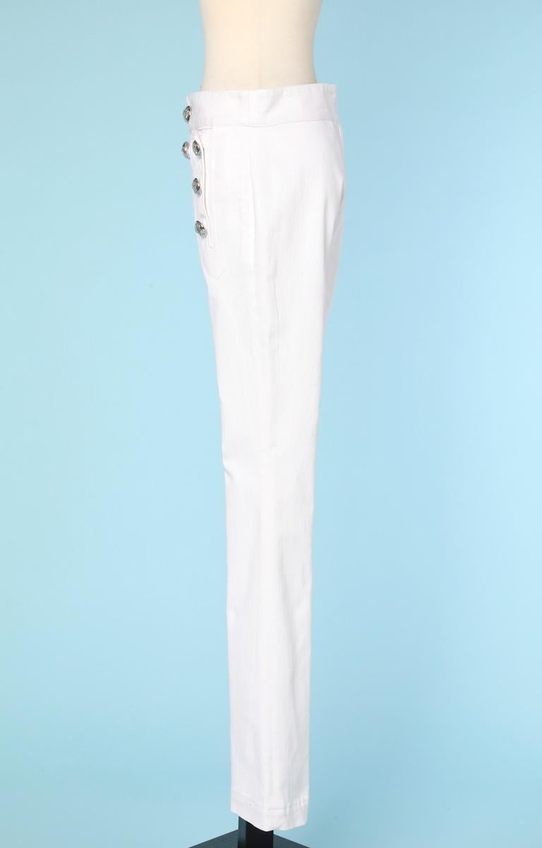 Gray Gucci White Canvas Navy Pants