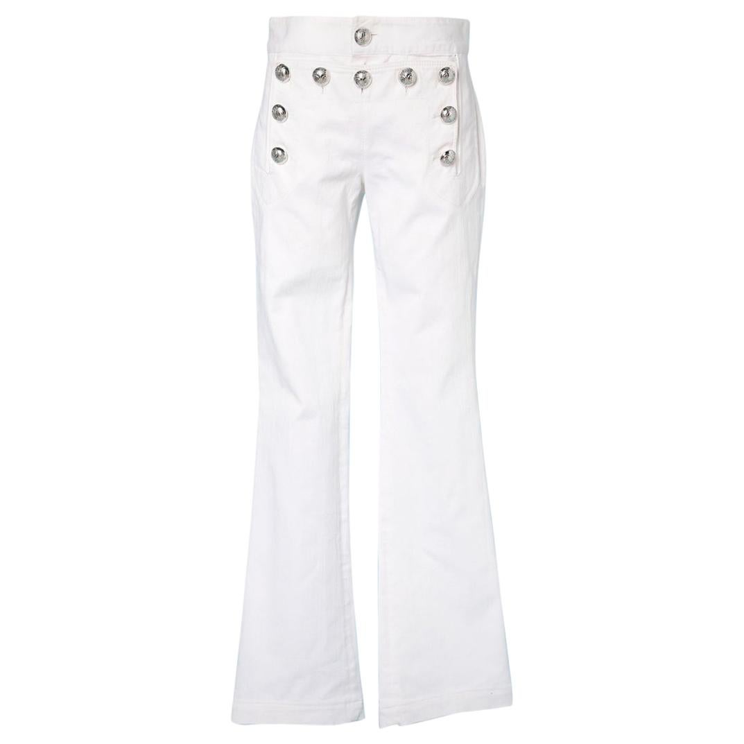Gucci White Canvas Navy Pants