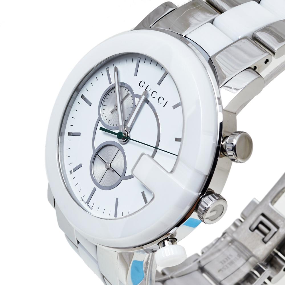 Gucci White Ceramic & Stainless Steel G Chrono 101M Men's Wristwatch 42 mm 1