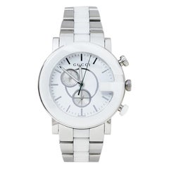 Gucci White Ceramic & Stainless Steel G Chrono 101M Men's Wristwatch 42 mm