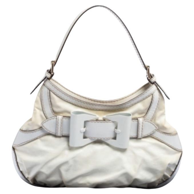 Gucci - Hobo Queen en toile et cuir blanc enduite, taille moyenne