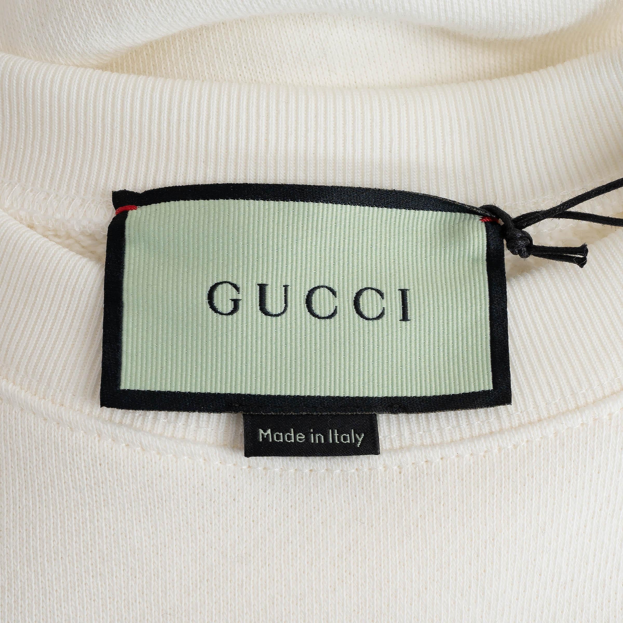 GUCCI white cotton 2021 LES POMMES Sweatshirt Sweater S For Sale 1