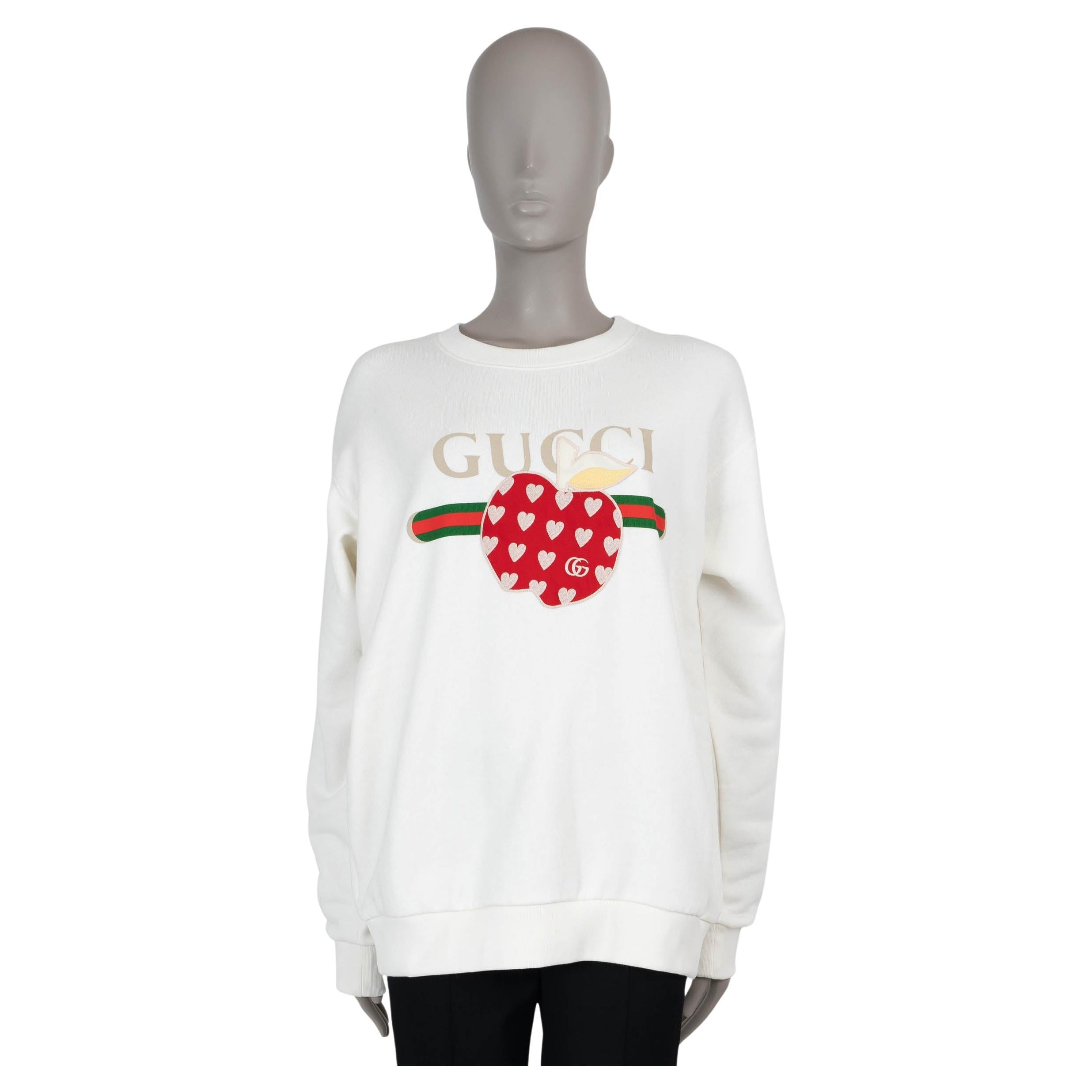 GUCCI white cotton 2021 LES POMMES Sweatshirt Sweater S For Sale