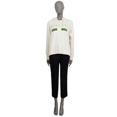 GUCCI white cotton BLIND FOR LOVE EMBROIDERED LOGO HODDIE Sweater XS
