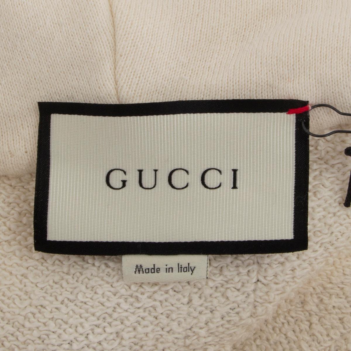 GUCCI white cotton BLIND FOR LOVE EMBROIDERED LOGO HODDIE Sweater XS In Excellent Condition In Zürich, CH