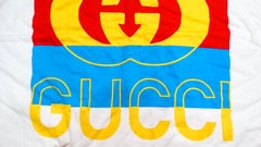 Gucci White Cotton Bright GG Logo Print Baby Blanket