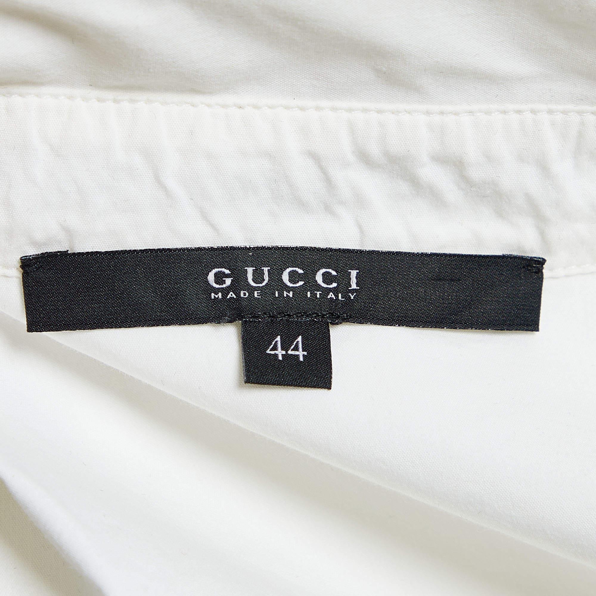 Women's Gucci White Cotton Button Detail Long Sleeve Shirt M