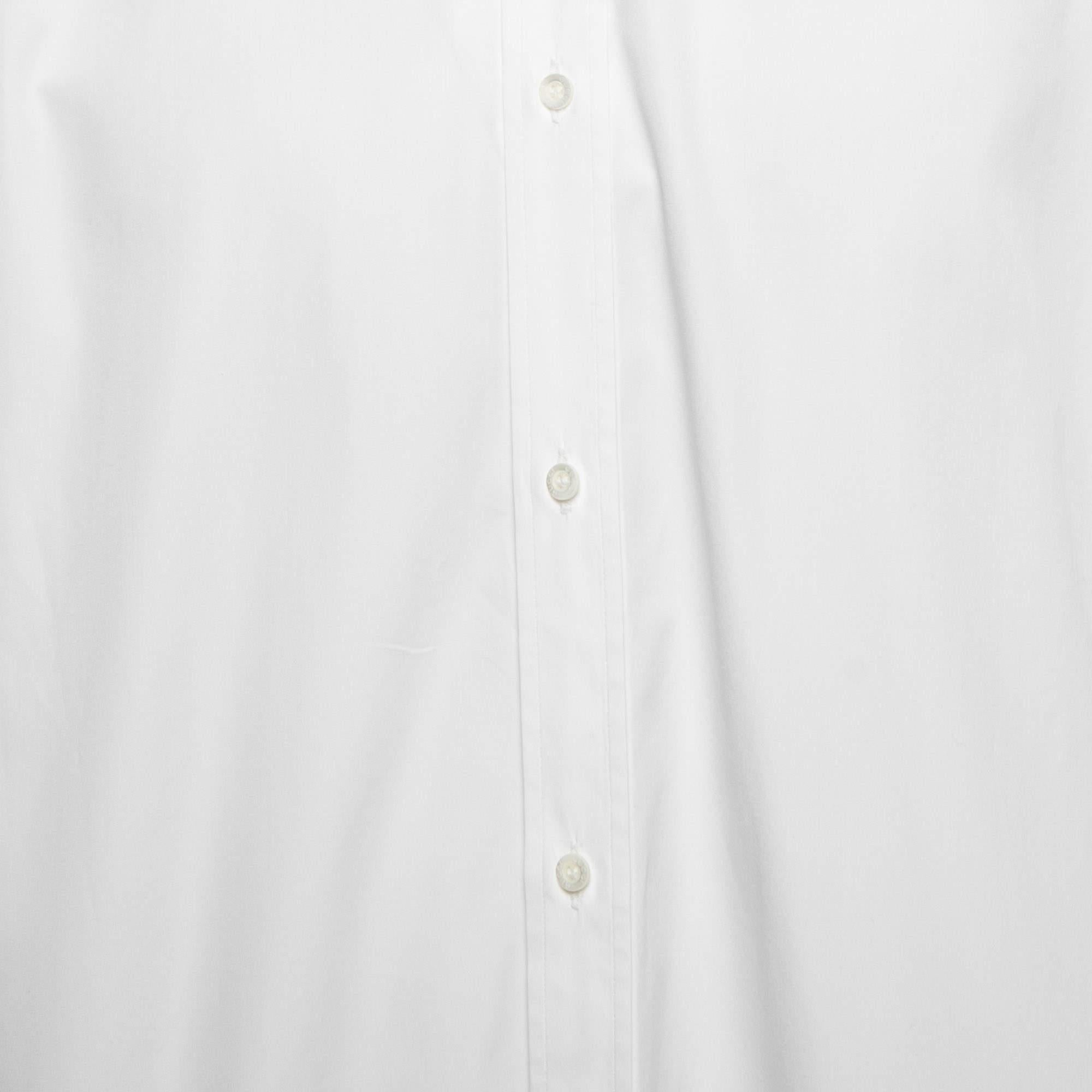 Gucci White Cotton Button Front Dress Shirt 3XL For Sale 1