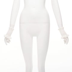GUCCI white cotton cashmere blend soft frilly cuff half gloves