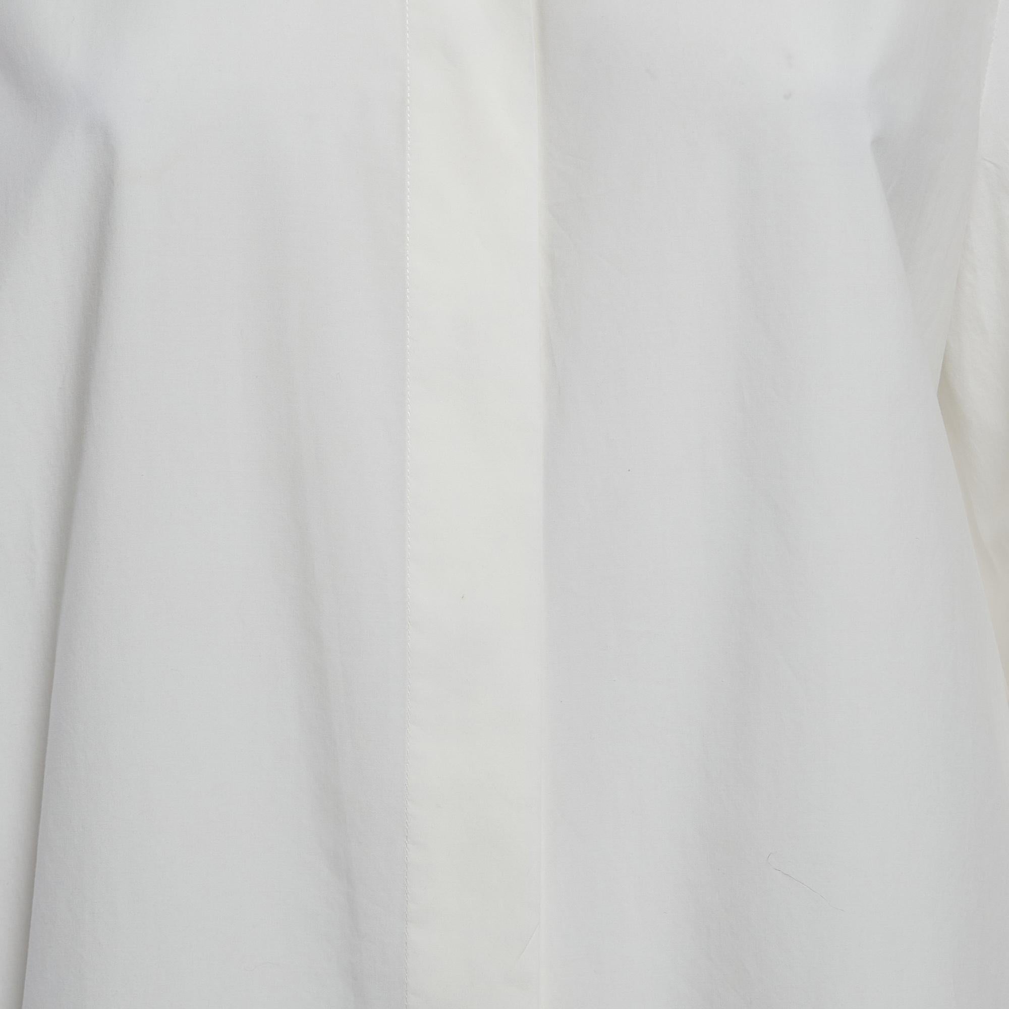 Gucci White Cotton Fly Front Long Sleeve Shirt L In Excellent Condition For Sale In Dubai, Al Qouz 2