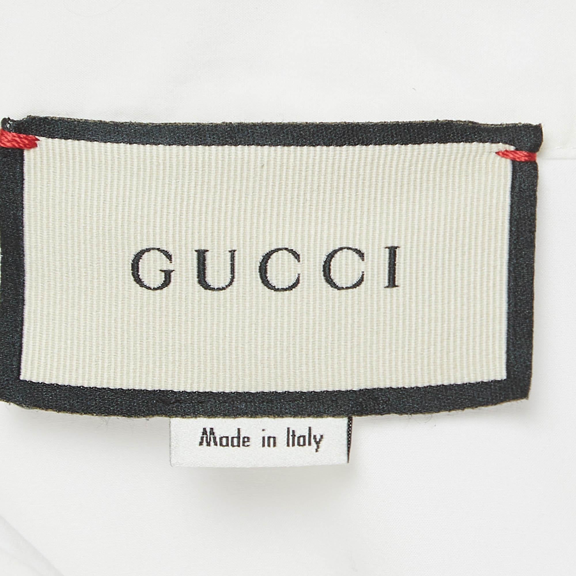 Langärmeliges Hemd von Gucci aus weißer Baumwolle mit Fliegenfront, L im Angebot 1