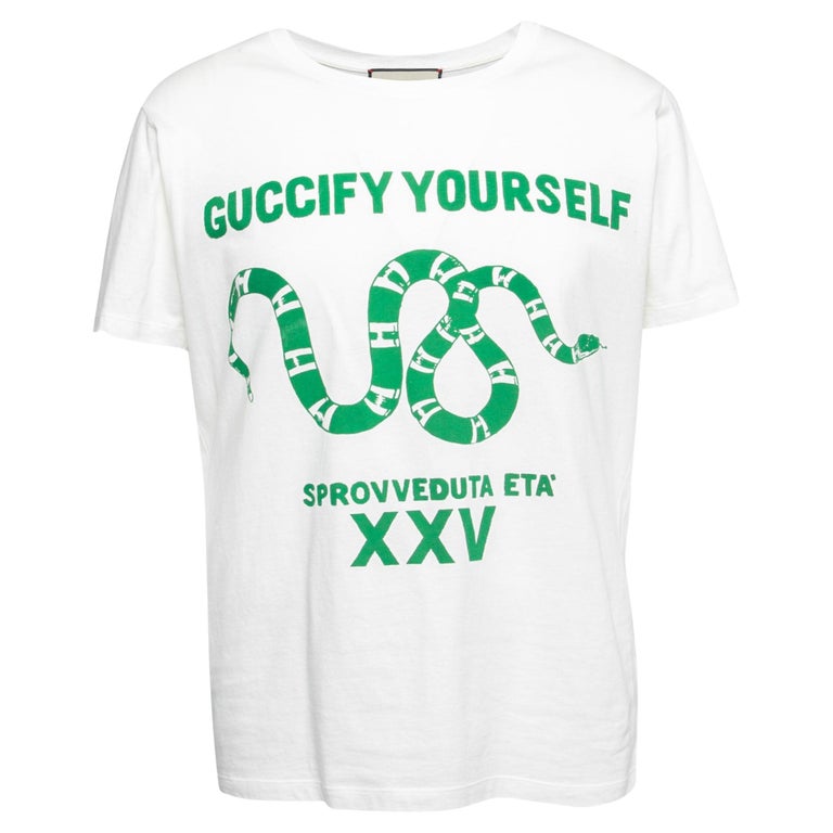 Gucci White Cotton Guccify Yourself Printed Crew Neck T-Shirt M For ...
