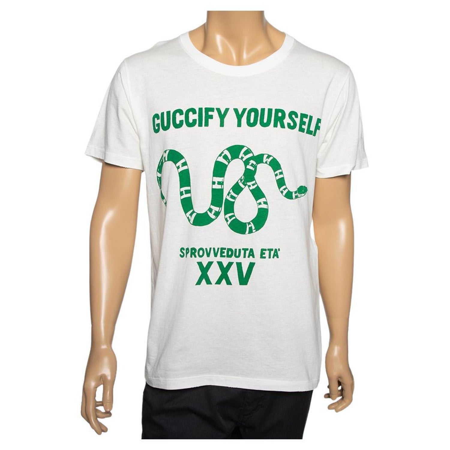 Gucci White Cotton Guccify Yourself Printed Crew Neck T-Shirt S For Sale at  1stDibs | guccify yourself t shirt