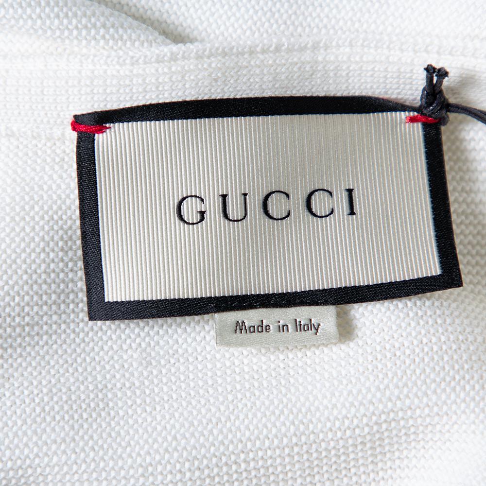 Uomo Gucci Maglia in cotone bianco con stemma della tigre applicato I.L.A.