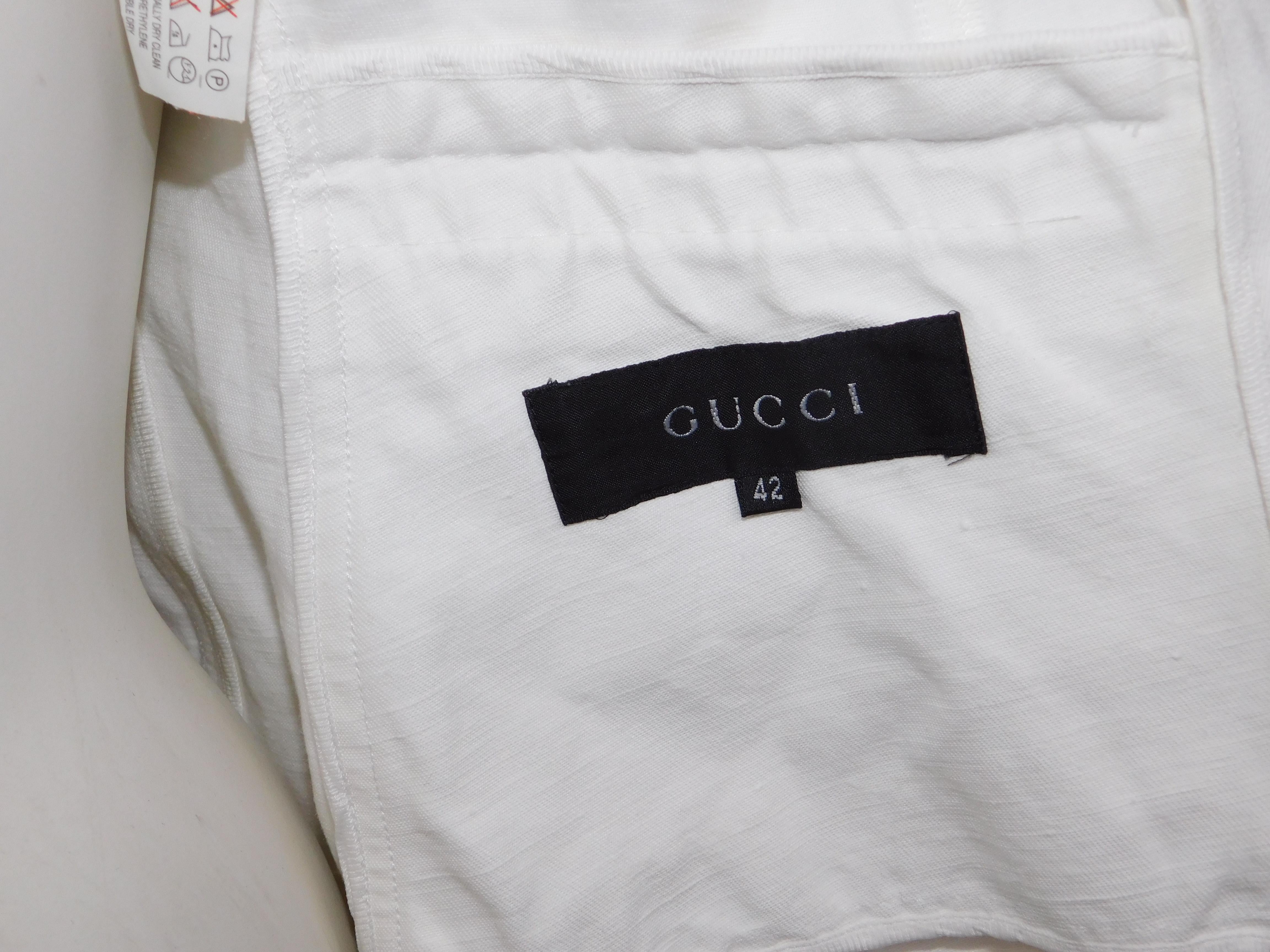 Gucci White Cotton/Linen Jacket  In Good Condition In Antwerp, BE