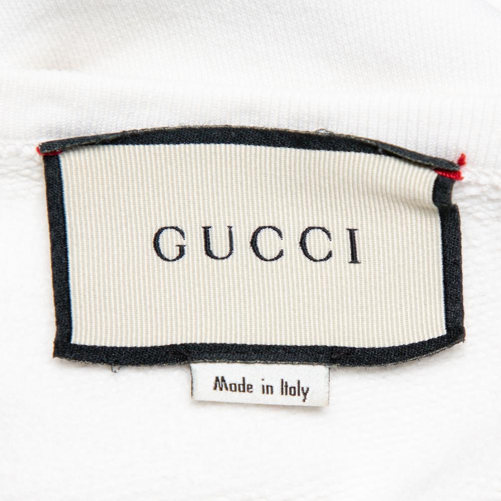 Gray Gucci White Cotton Logo & Cities Printed Crewneck Sweatshirt M