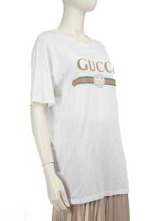Gucci White Cotton Logo T-shirt Size S