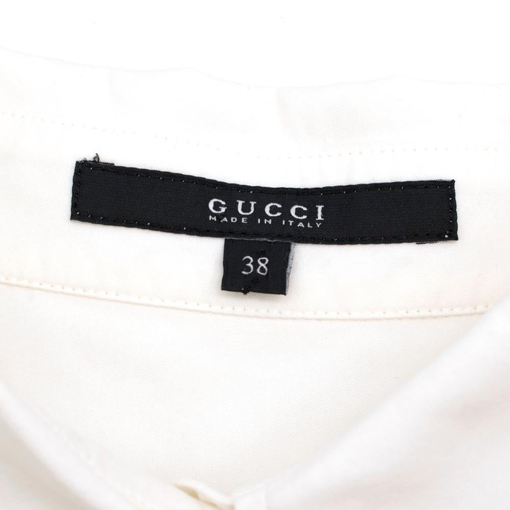Gray Gucci White Cotton Shirt W/ Epaulettes - Size US 2